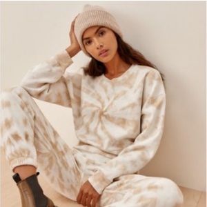 NEW Reformation Hunter Tie Dye Cropped Sweatshirt in Clay Tornado
